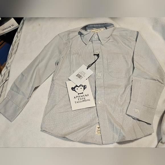 Appaman Standard Oxford Button Up Dress Shirt, Gray/White Check, Size 3T, NEW! - Picture 1 of 5